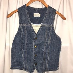 Current Elliot distressed denim vest.
